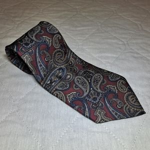 Gianfranco Ruffini 💯 Italian Silk Men's Necktie 58" x 4" Paisley Burgundy/Gold
